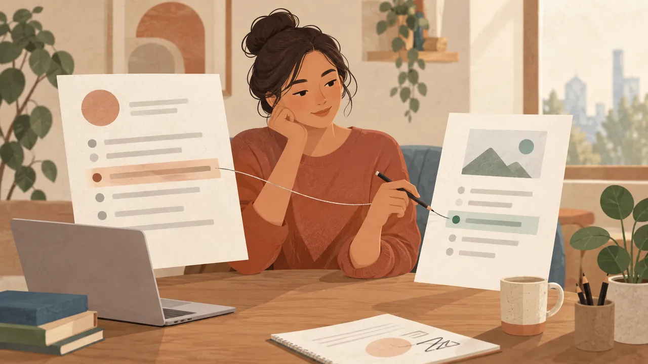From role detail to real reason Illustration of a job seeker connecting a role detail to a personal experience.