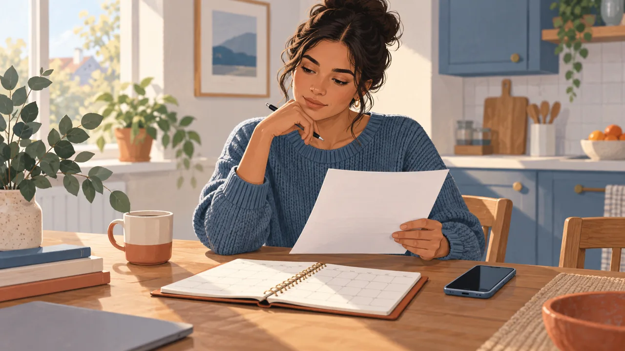 Review the Offer Before You Ask A candidate reviews a job offer beside a calendar before requesting more time.