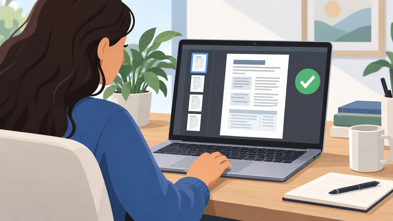 Preview before submitting Applicant checking a complete, legible transcript PDF in an upload preview.