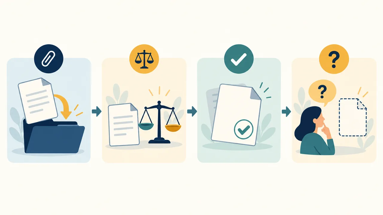The instruction determines the document Four application instruction cards matched to transcript actions.
