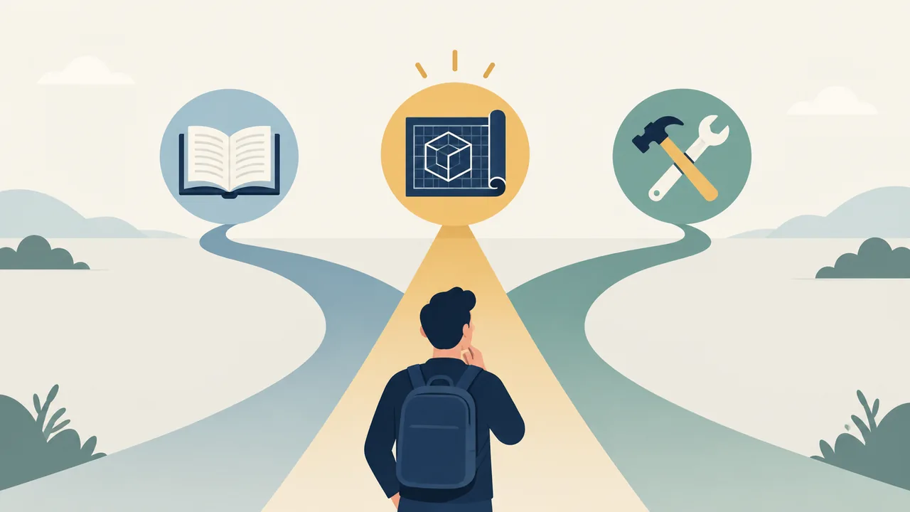 Illustrated choice between listing a course, describing a project, or naming a practical skill.