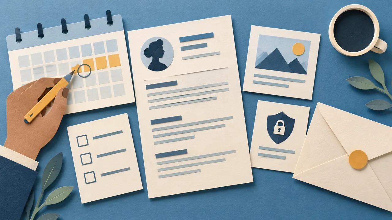 A job seeker checks dates, relevance, privacy, and consistency before sending a resume.