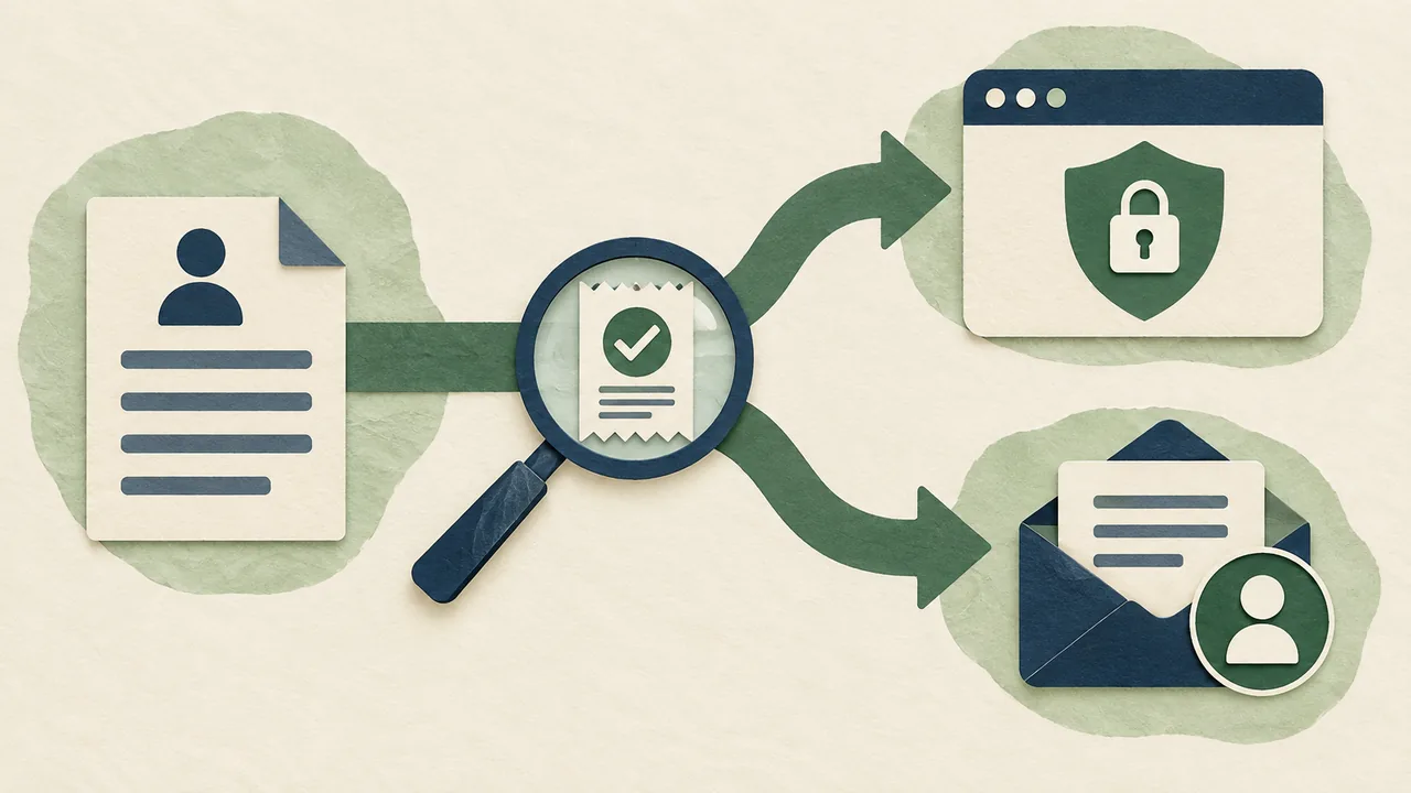 Trace the application route A branching diagram made from simple icons showing a job board leading to an employer portal or recruiting inbox.
