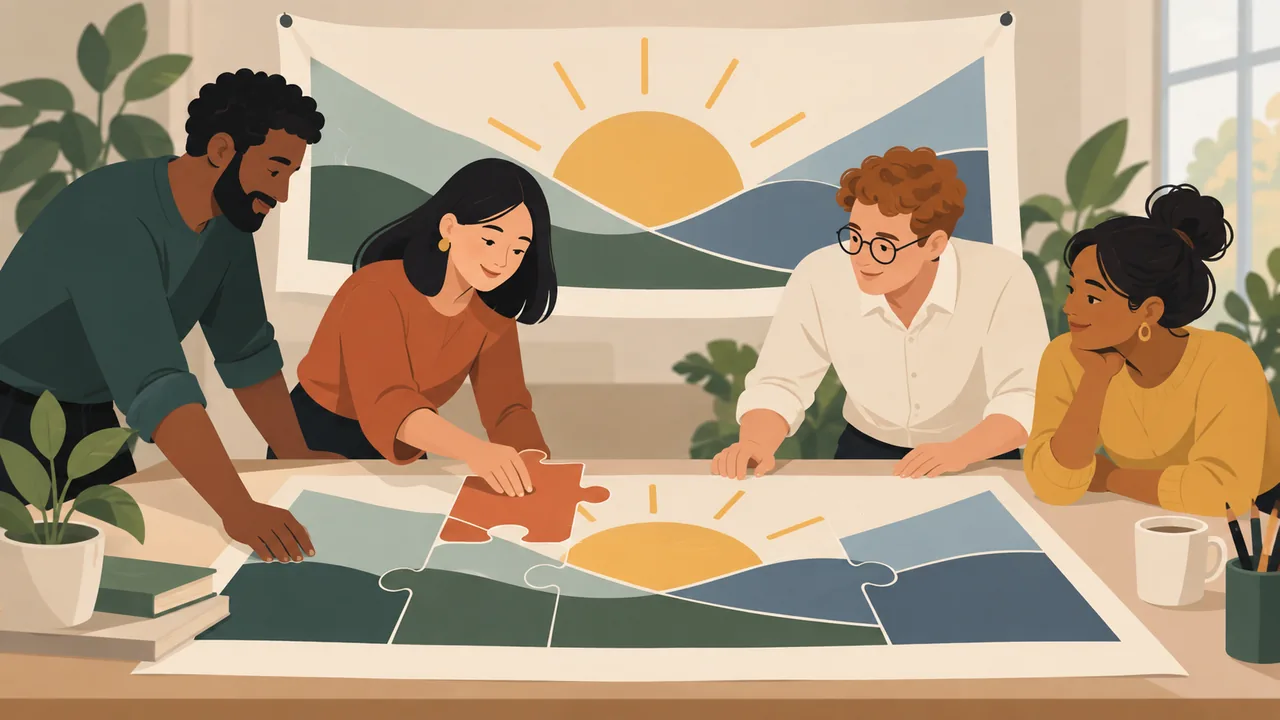 Separate Your Work from the Team Result A shared project diagram highlights one person's task within a larger team outcome.