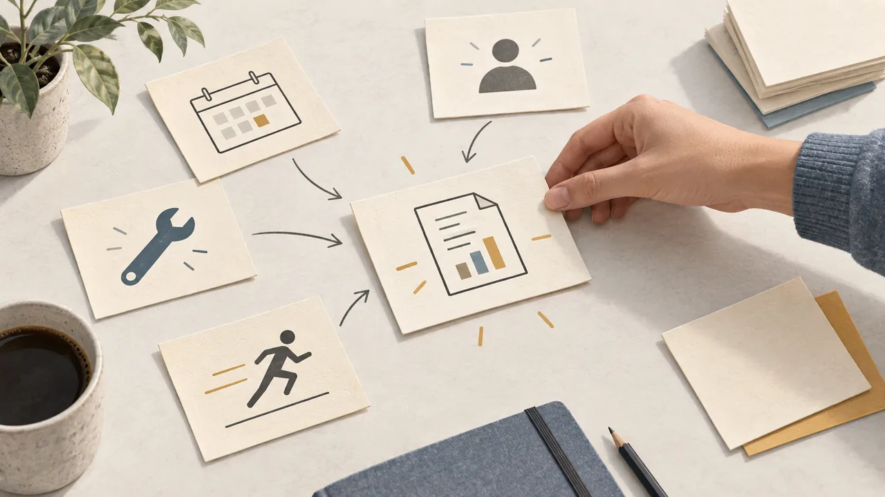 From Project Facts to a Resume Entry Project notes are organized into role, method, date, and deliverable details.
