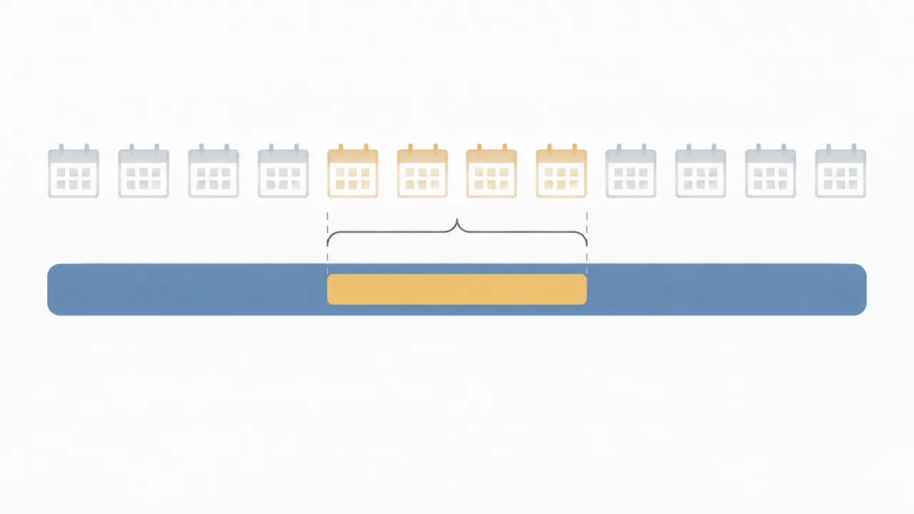 Two parallel timeline bars distinguish ongoing employment dates from a shorter temporary assignment.