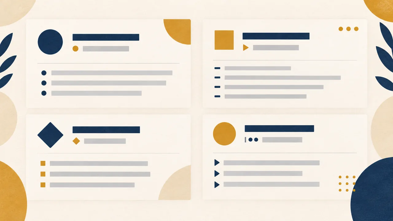 Four ways to separate title from context Four stylized resume layouts compare a parenthetical, label, separate line, and appositive descriptor.