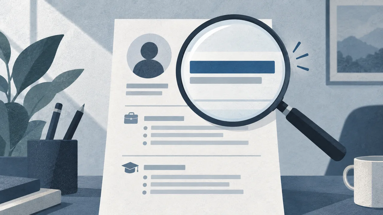 Official title and explanatory descriptor Illustration of a resume entry separating an official job title from a short explanatory descriptor.