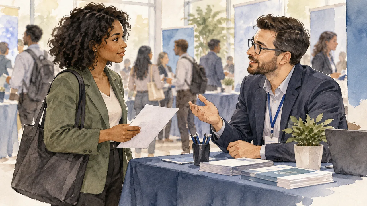 Exploration Before Application A job seeker asks an employer representative about a role before deciding on an application.
