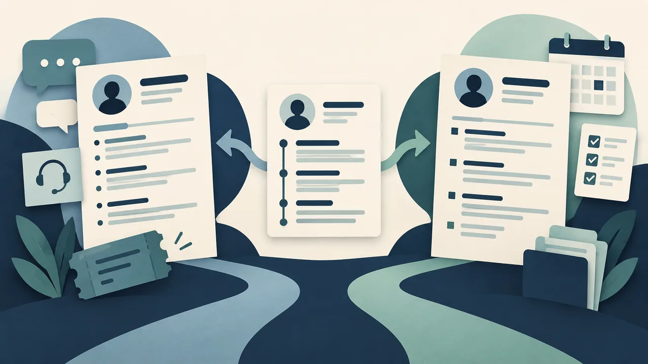 One career record branching into two resume versions with different emphasis.