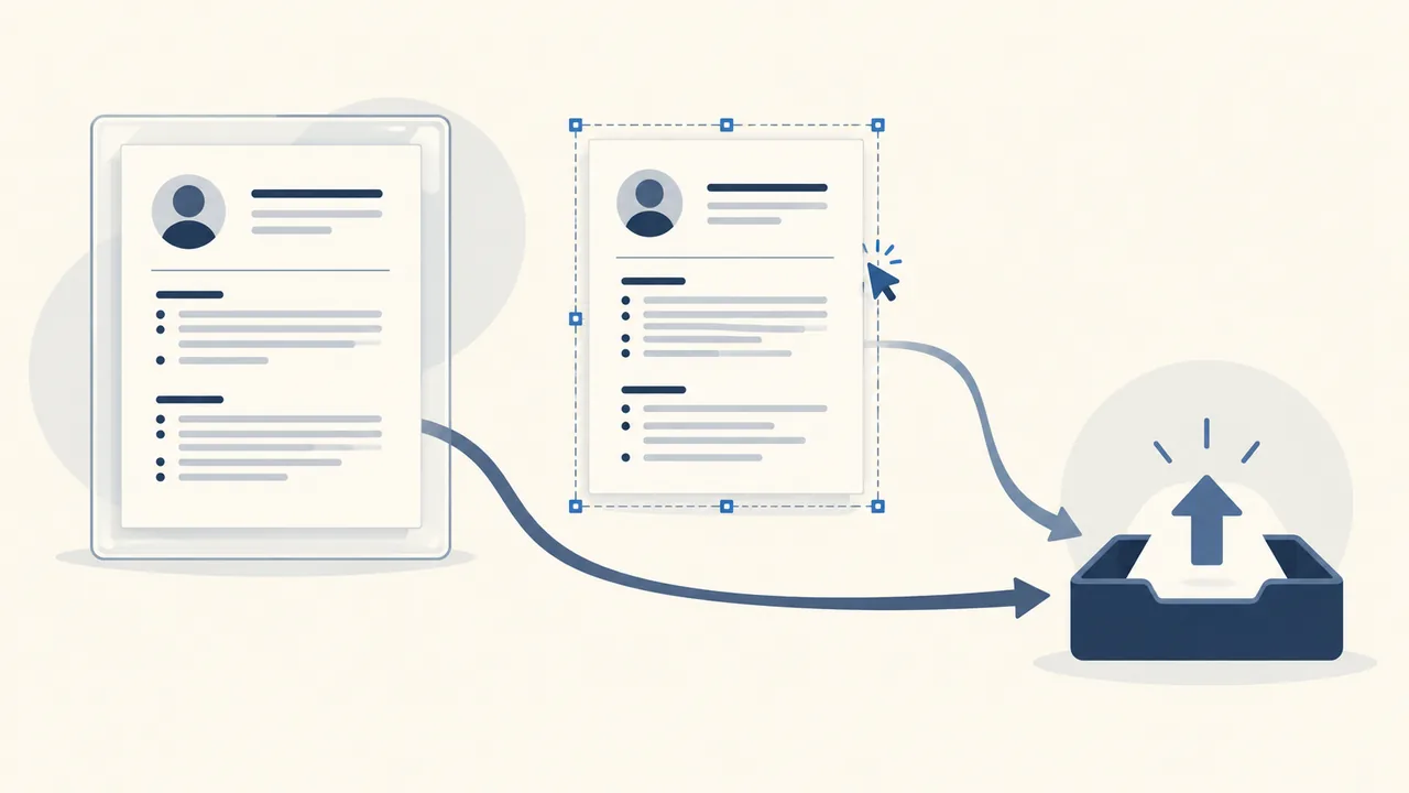 Choose the file the application needs Illustration contrasting a fixed resume document and an editable document beside an application upload decision.