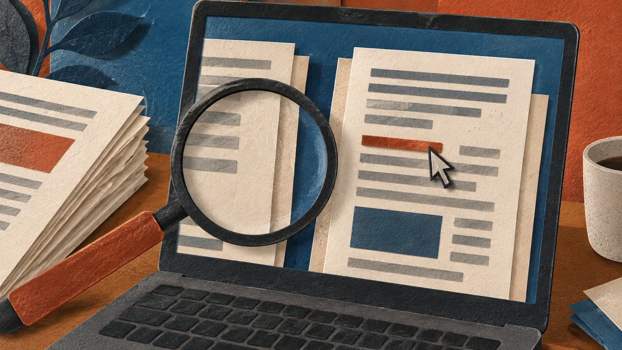 Inspect the exported PDF A person checks page breaks and selectable text in a resume PDF before upload.