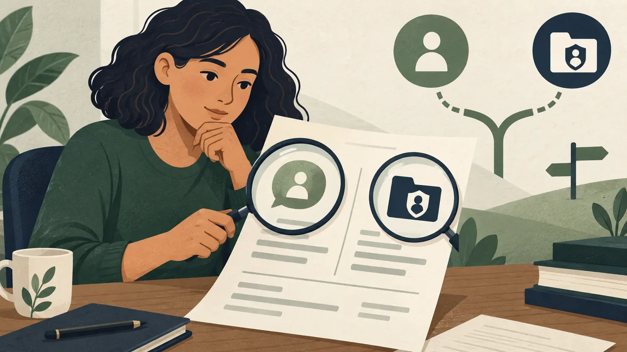 Read the Field Before Choosing the Name Illustration of a person comparing form labels and matching each to a separate name purpose.