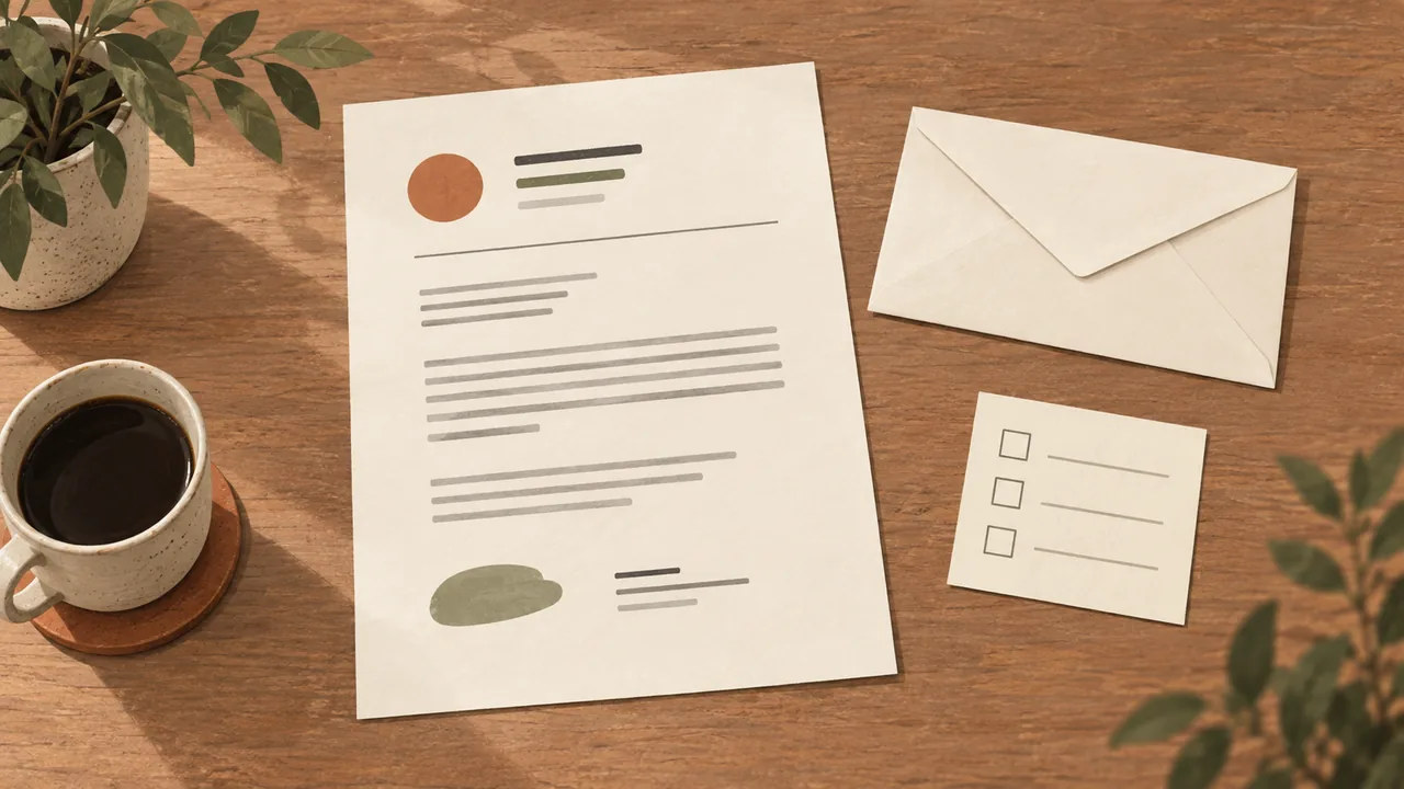 A Clear, Limited Correction Request Candidate prepares one clearly named resume attachment beside a concise message envelope.