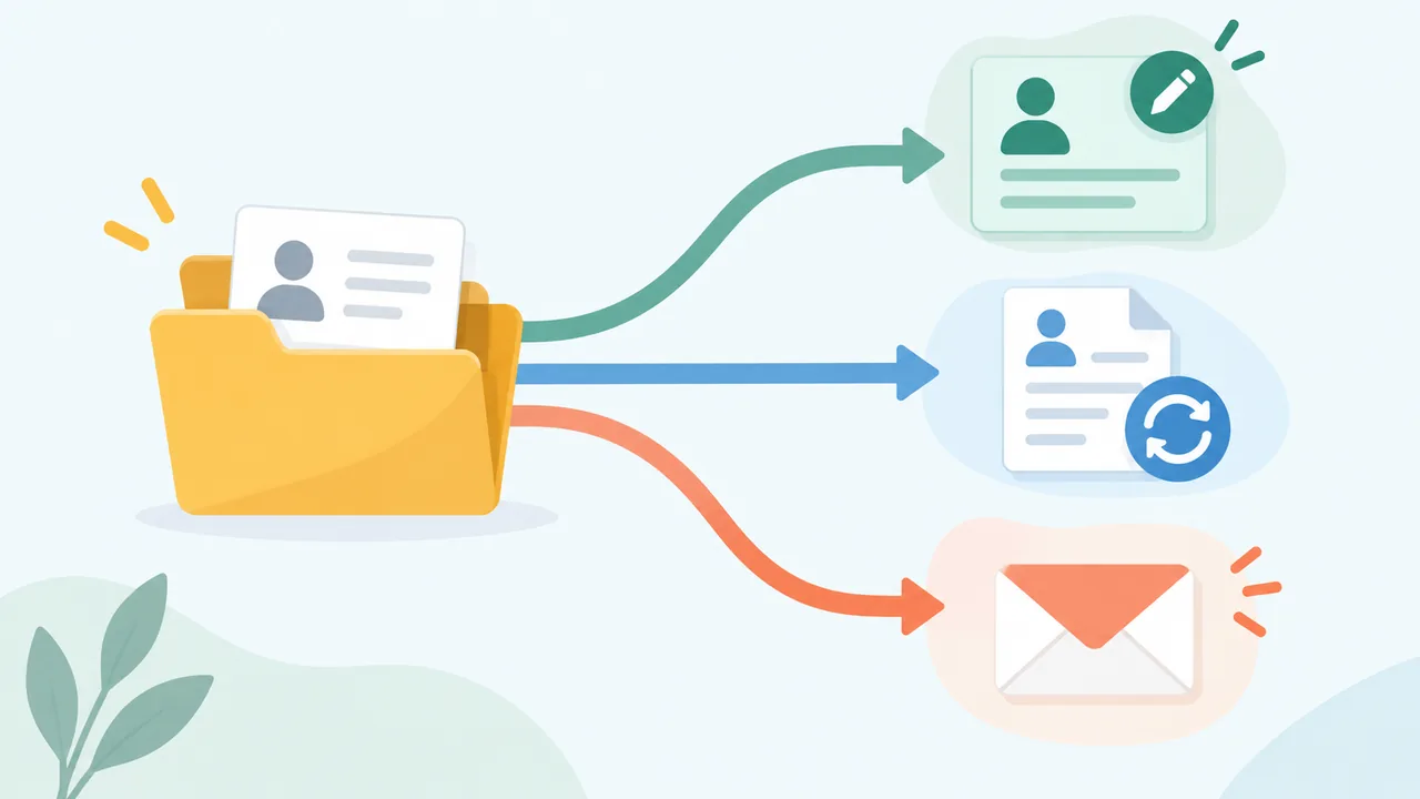 Choose the Right Correction Route Decision table concept illustrated as three clear paths: profile update, document replacement, or employer contact.