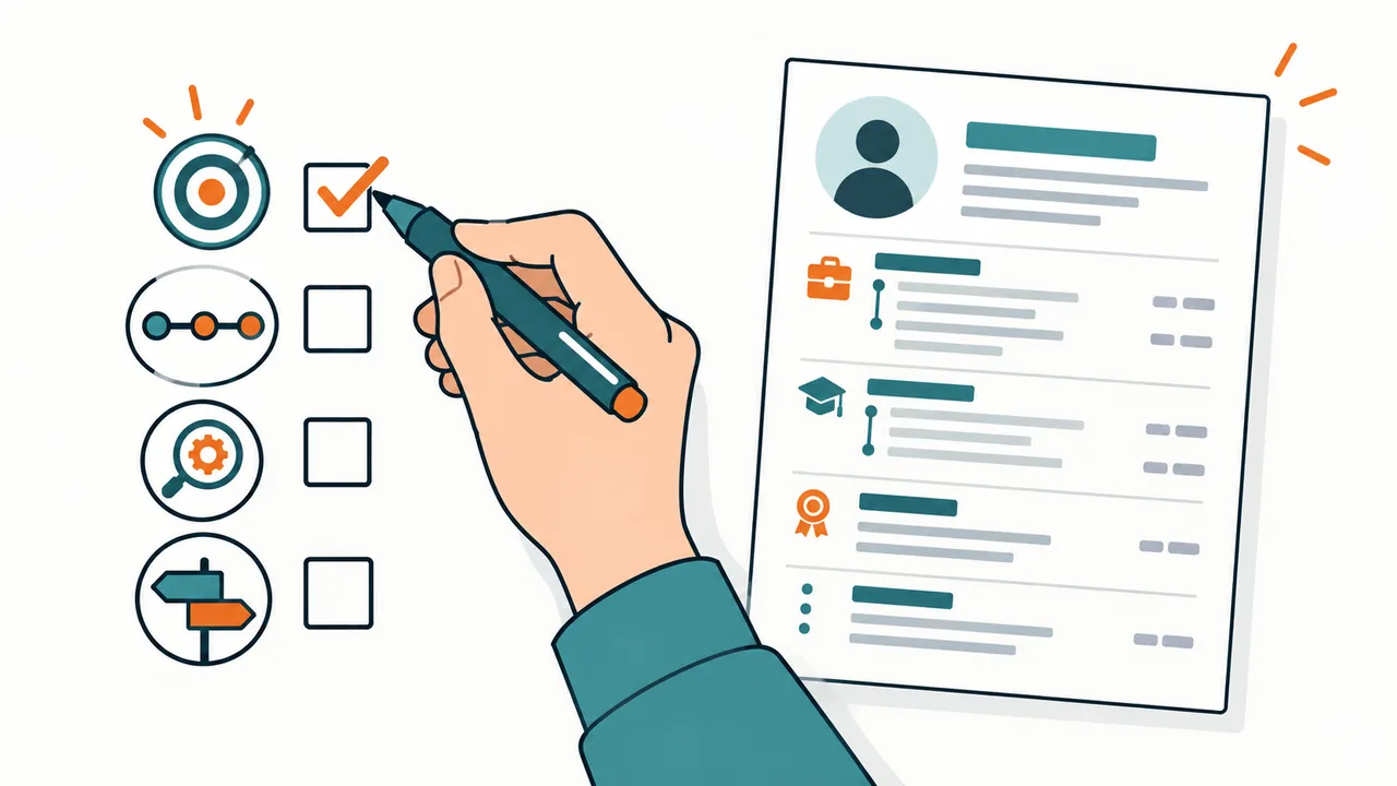 Illustrated checklist for relevance, chronology, accuracy, and application instructions.