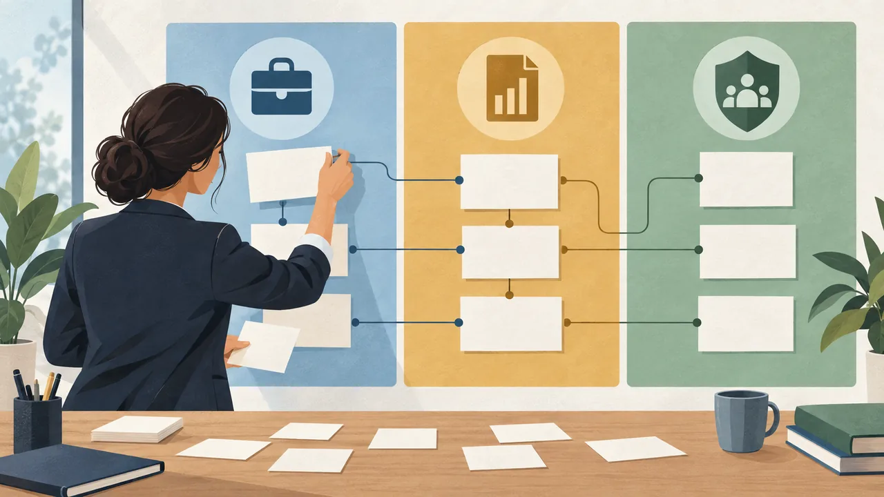 A three-column map links role requirements, examples, and responsibility boundaries.