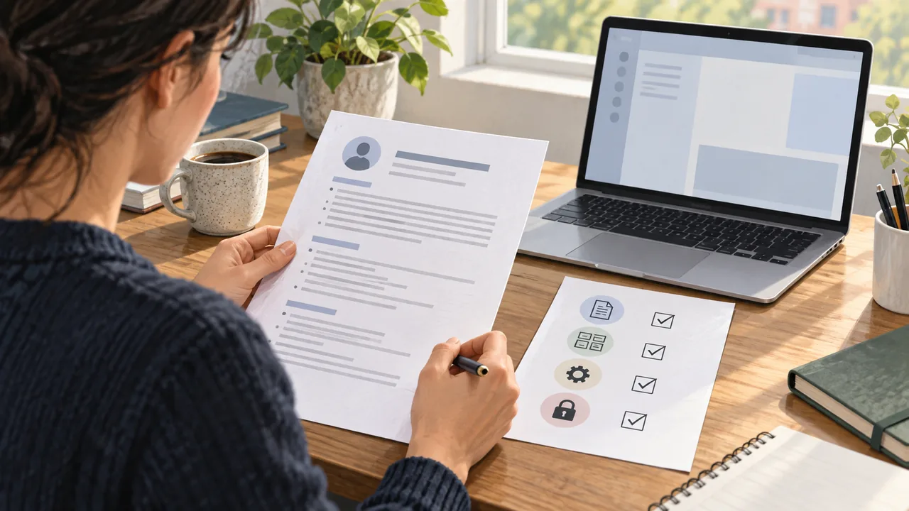A candidate checks resume facts, format, and confidentiality before submitting.