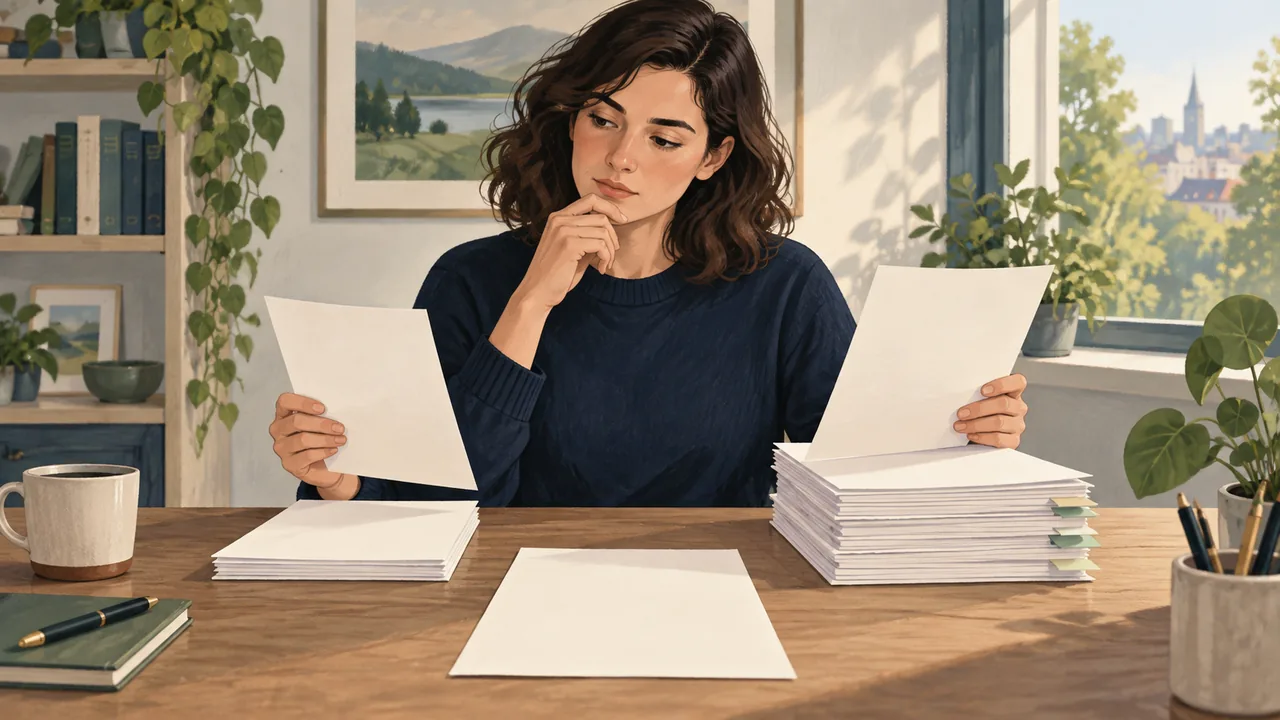 Choose by the reader’s evidence needs An applicant compares a concise resume with a fuller academic CV beside a job posting.