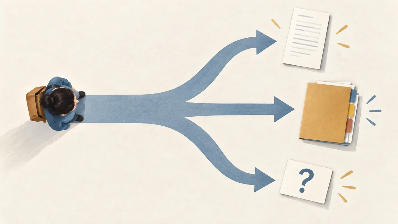 Match the document to the application A simple branching path leads from application clues to a resume, CV, or clarification.