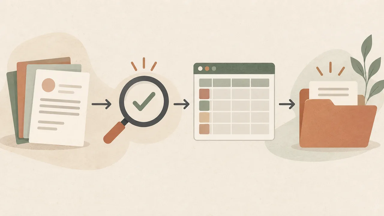 A Report Built Step by Step A simple report workflow runs from source records through a check to a manager-ready summary.