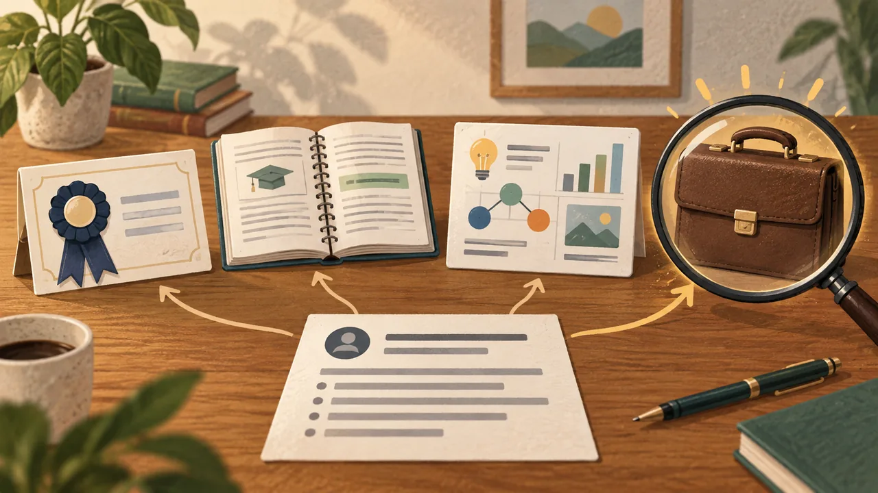 Choosing the strongest evidence A minor, a course, a project, and work experience are weighed for relevance to a job.